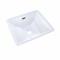 Best Pirce 😍 TOTO Aimes® 19 x 17 in. No Hole 1-Bowl Undermount Vitreous China Rectangular Bathroom Sink with Center Drain in Cotton White 👍