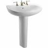 Cheap 😉 TOTO 26 x 21 in. 3 Hole 1-Bowl Wall Mount Vitreous China D-shaped Bathroom Sink in Cotton White 🤩